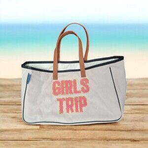 Simply Southern Tote Bag Large Beige Girls Trip Graphic Travel Beach Purse Vaca